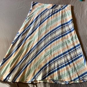 Loft Striped Midi Skirt